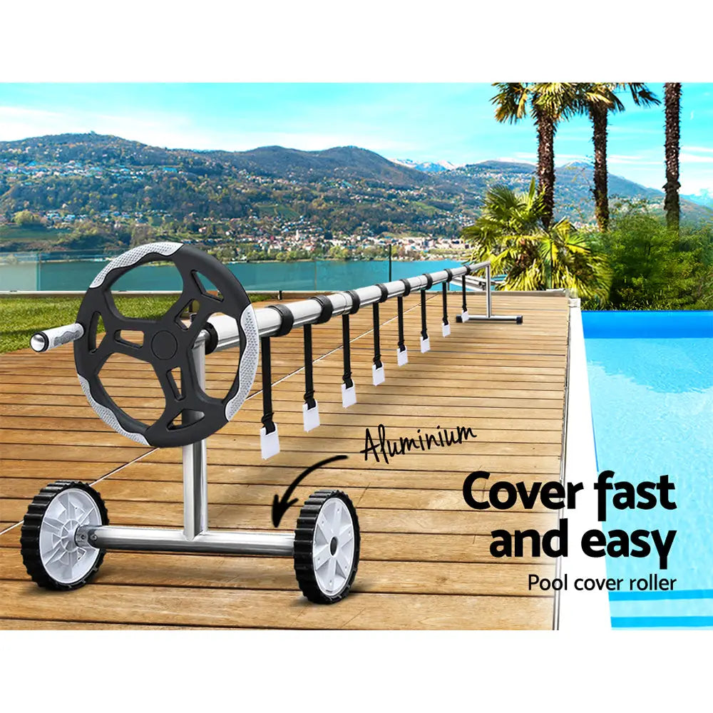 Aquabuddy Pool Cover 6.5x3m 400 Micron Silver Swimming Pool Solar Blanket 5.5m Roller - Home & Garden > Pool &