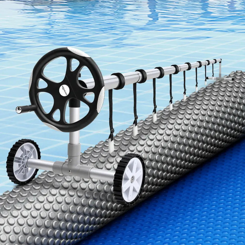 Aquabuddy Pool Cover 600 Micron 11x6.2m w/ Roller 6.55m Swimming Pools Solar Blanket - Home & Garden > Pool &