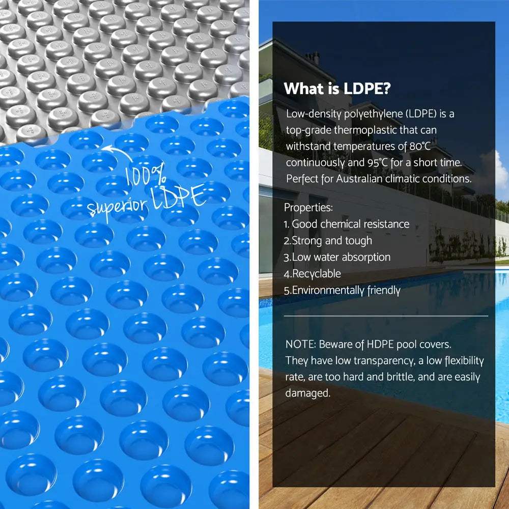 Aquabuddy Pool Cover 600 Micron 11x6.2m w/ Roller 6.55m Swimming Pools Solar Blanket - Home & Garden > Pool &
