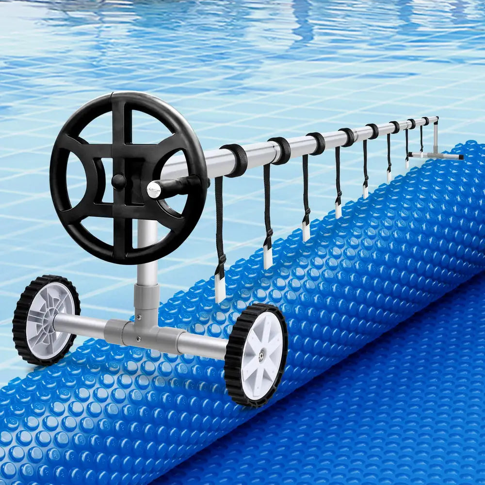 Aquabuddy Pool Cover 600 Micron 7x4m w/ Roller 4m Swimming Pools Solar Blanket - Home & Garden > Pool & Accessories >