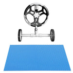 Aquabuddy Pool Cover 600 Micron 7x4m w/ Roller 5.55m Swimming Pools Solar Blanket - Home & Garden > Pool & Accessories