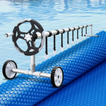 Aquabuddy Pool Cover 600 Micron 7x4m w/ Roller 5.55m Swimming Pools Solar Blanket - Home & Garden > Pool & Accessories