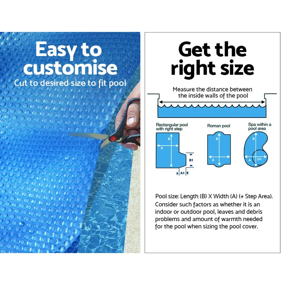 Aquabuddy Pool Cover 9.5x5m 400 Micron Silver Swimming Pool Solar Blanket 5.5m Roller - Home & Garden > Pool &