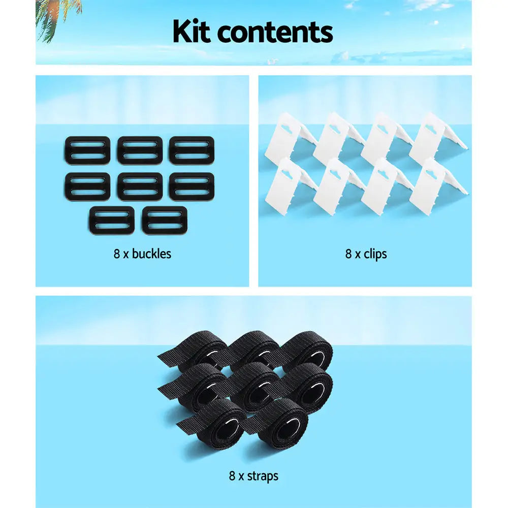 Aquabuddy Pool Cover Roller Attachment Swimming Pool Reel Straps Kit 8PCS - Home & Garden > Pool & Accessories