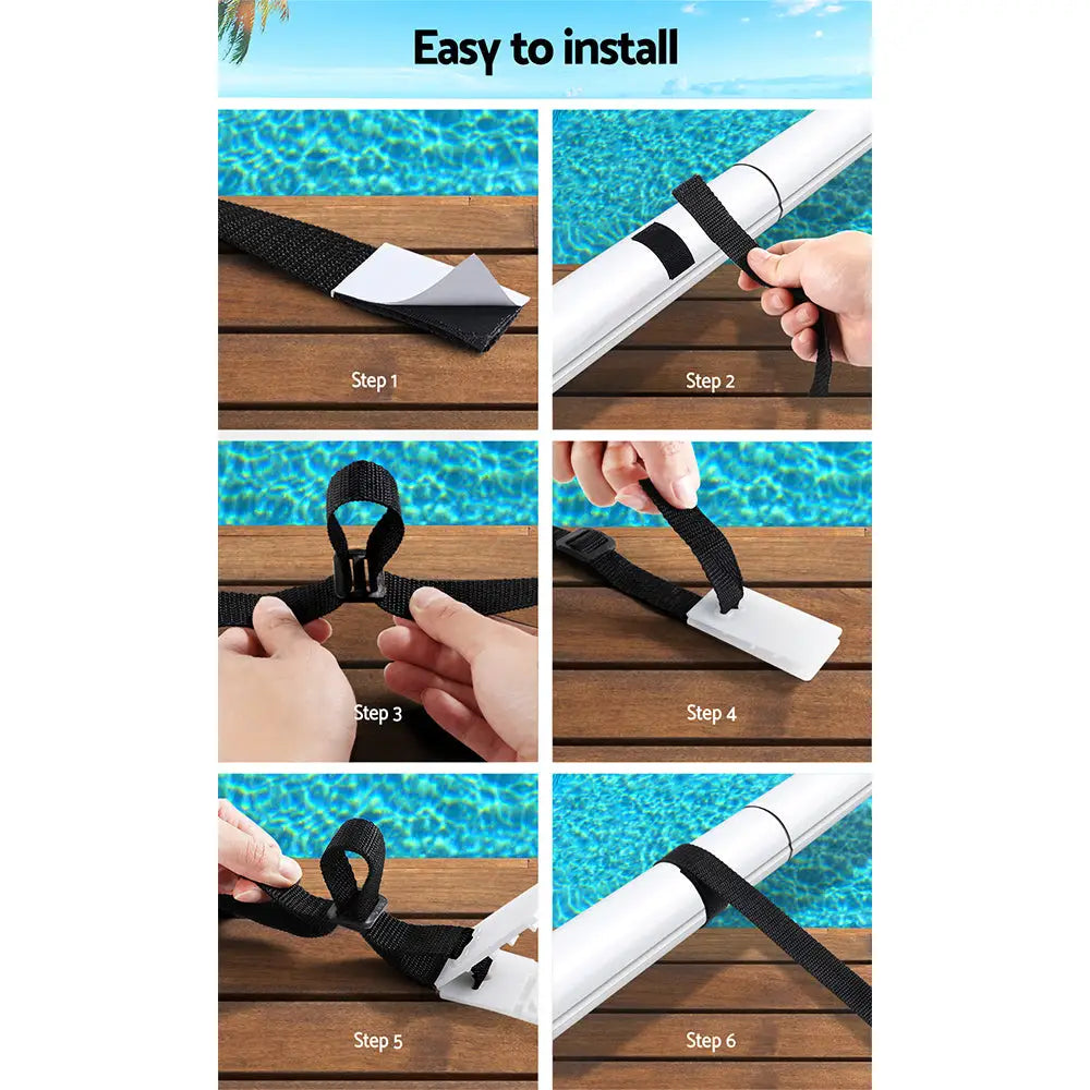 Aquabuddy Pool Cover Roller Attachment Swimming Pool Reel Straps Kit 8PCS - Home & Garden > Pool & Accessories