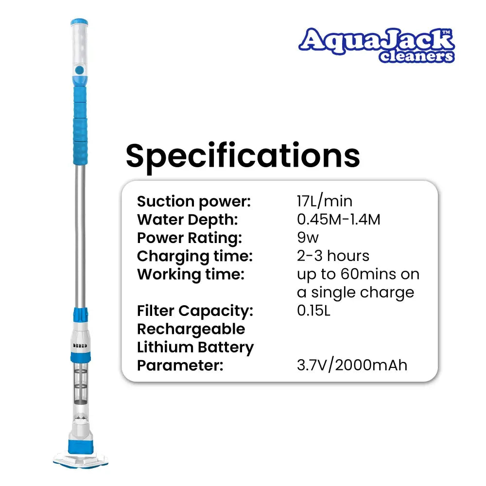Aquajack 127 Portable Rechargeable Spa and Pool Vacuum Cleaner - Home & Garden > Pool & Accessories