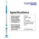 Aquajack 127 Portable Rechargeable Spa and Pool Vacuum Cleaner - Home & Garden > Pool & Accessories