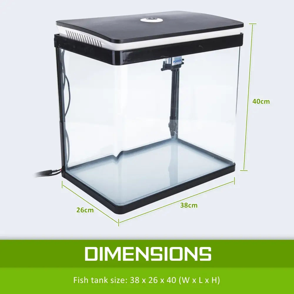 Aquarium Curved Glass RGB LED Fish Tank Set Filter Pump 30L - Pet Care > Aquarium > Aquariums