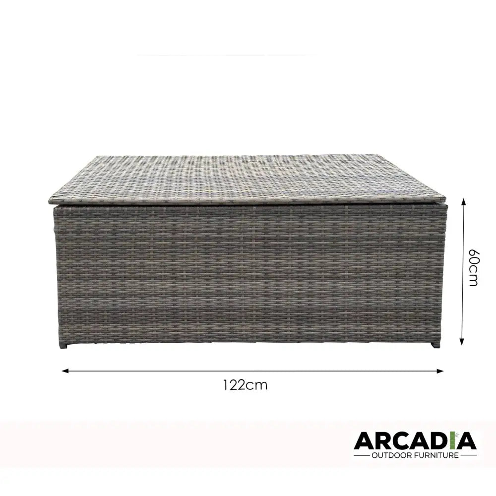 Arcadia Furniture Outdoor Rattan Storage Box Garden Toy Tools Shed UV Resistant - Oatmeal - Furniture > Outdoor >