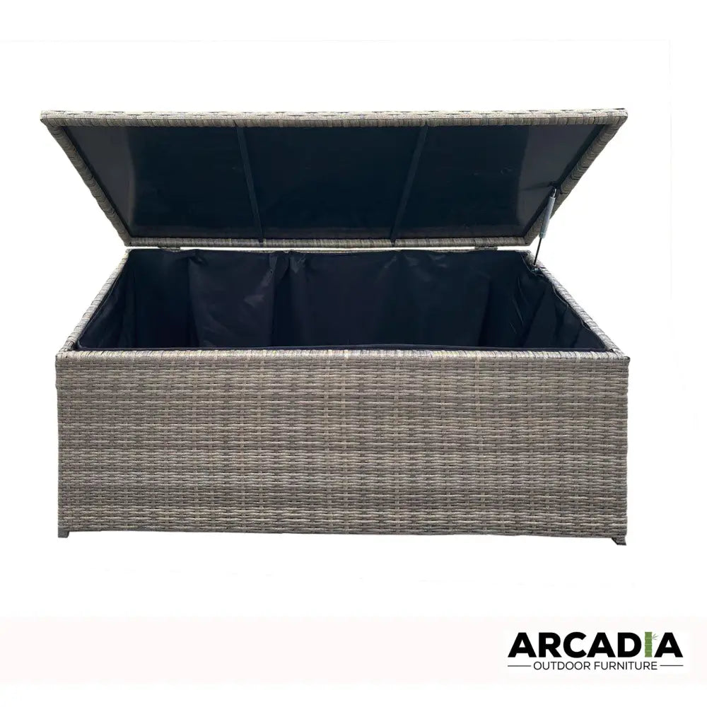 Arcadia Furniture Outdoor Rattan Storage Box Garden Toy Tools Shed UV Resistant - Oatmeal - Furniture > Outdoor >