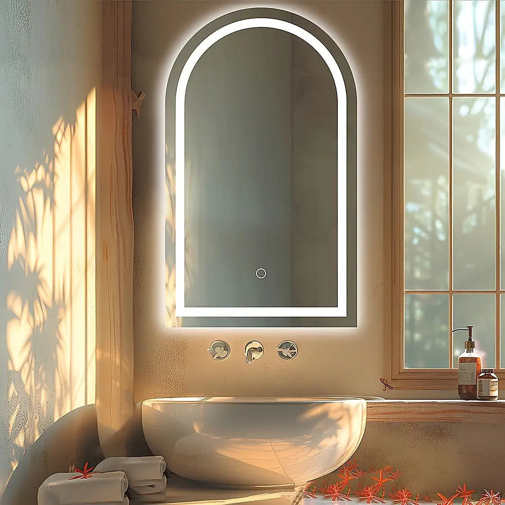 Arched LED Wall Mirror Bathroom Mirrors Makeup Anti-fog 600mm x 1000mm - Home & Garden > Decor > Mirrors