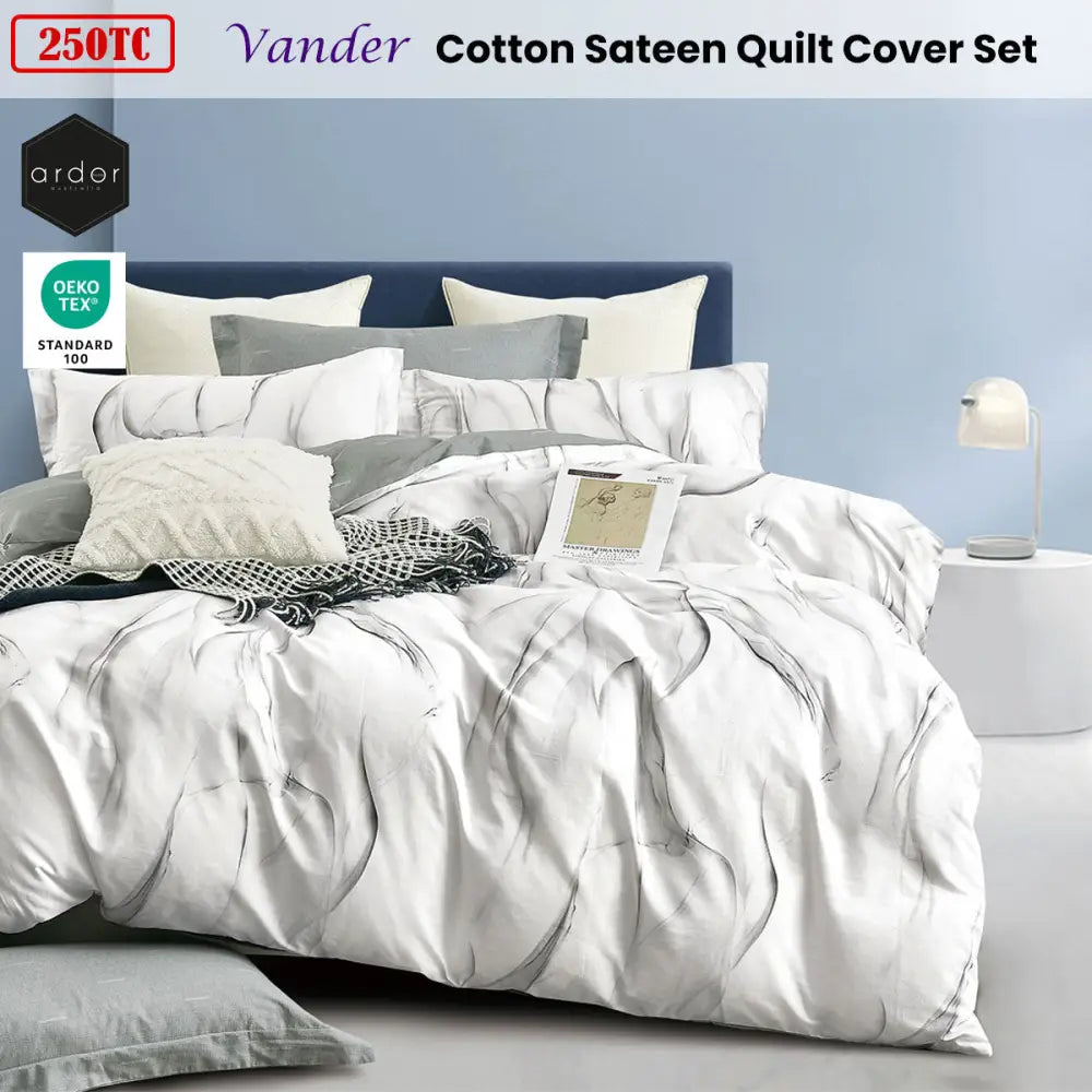 Ardor 250TC Vander Cotton Sateen Quilt Cover Set Queen - Home & Garden > Bedding