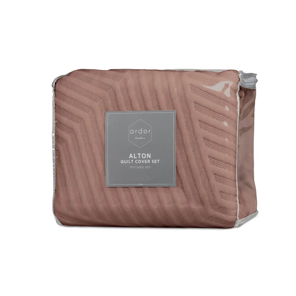 Ardor Alton Burlwood Jacquard Embossed Texture Geo Quilt Cover Set Queen - Home & Garden > Bedding
