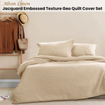 Ardor Alton Linen Jacquard Embossed Texture Geo Quilt Cover Set Queen - Home & Garden > Bedding