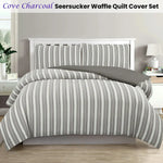 Ardor Cove Charcoal Seersucker Waffle Quilt Cover Set Queen - Home & Garden > Bedding