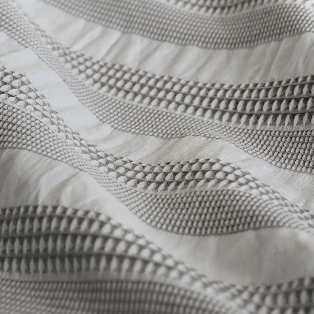 Ardor Cove Charcoal Seersucker Waffle Quilt Cover Set Queen - Home & Garden > Bedding