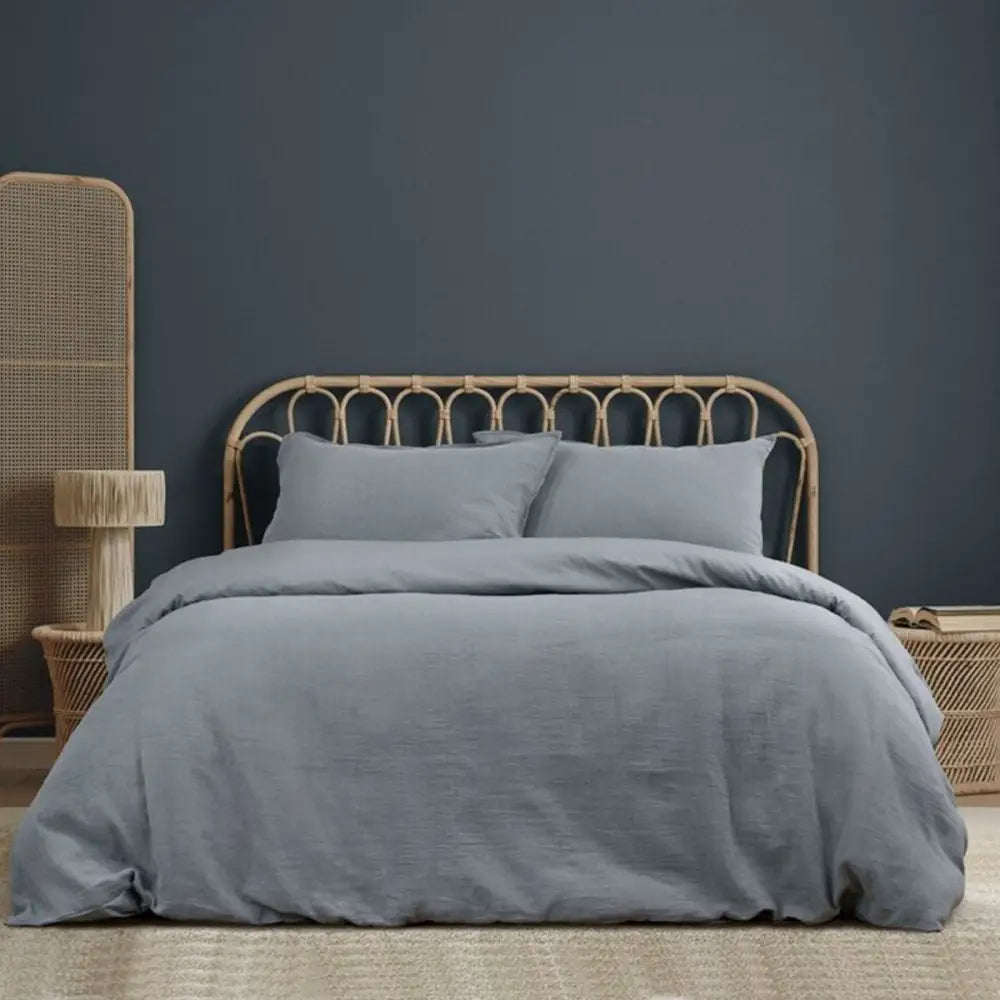 Ardor Earth Grey Cotton Gauze Quilt Cover Set Queen - Home & Garden > Bedding