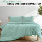 Ardor Eddison Bluestone Light Quilted Embossed Quilt Cover Set Queen - Home & Garden > Bedding