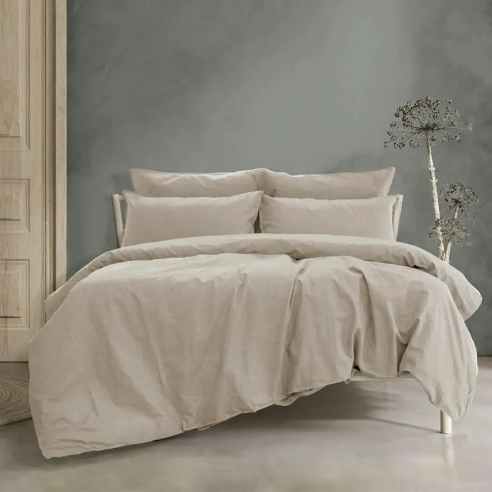 Ardor Embre Taupe (Also known as Warm Grey) 100% Washed Cotton Quilt Cover Set King - Home & Garden > Bedding