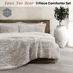 Ardor Faux Fur Bear 3 Piece Comforter Set Queen/King - Home & Garden > Bedding