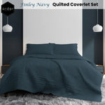 Ardor Finley Navy 3 Pcs Quilted Coverlet Set Queen/King - Home & Garden > Bedding