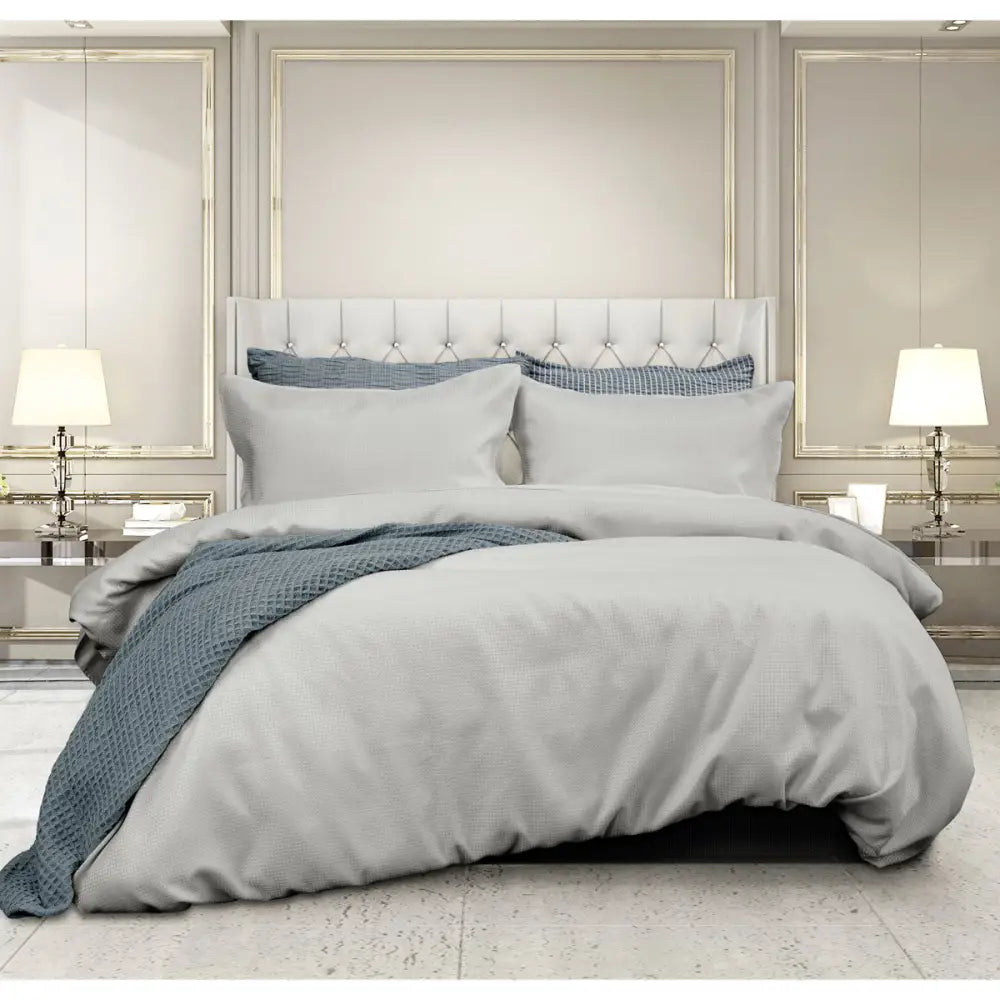 Ardor Florence Waffle Silver Quilt Cover Set Queen - Home & Garden > Bedding