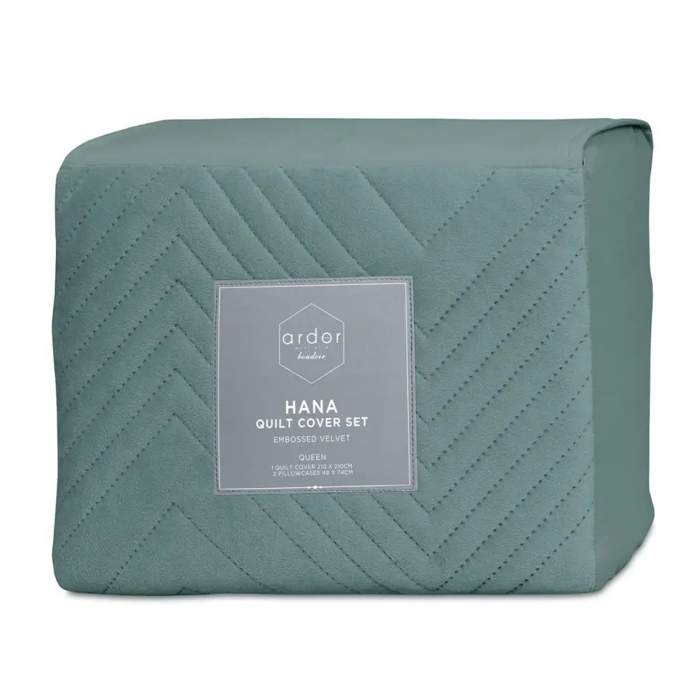 Ardor Hana Stormy Sea Embossed Velvet Quilt Cover Set Queen - Home & Garden > Bedding