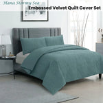 Ardor Hana Stormy Sea Embossed Velvet Quilt Cover Set Queen - Home & Garden > Bedding