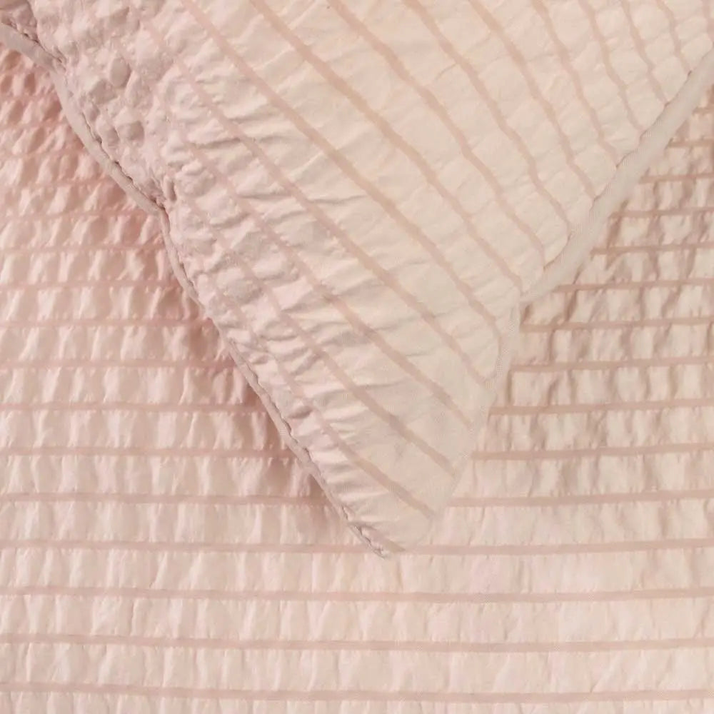 Ardor Ingrid Blush Seersucker Stripe Quilt Cover Set Double - Home & Garden > Bedding