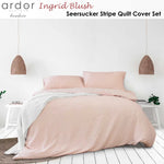 Ardor Ingrid Blush Seersucker Stripe Quilt Cover Set Double - Home & Garden > Bedding