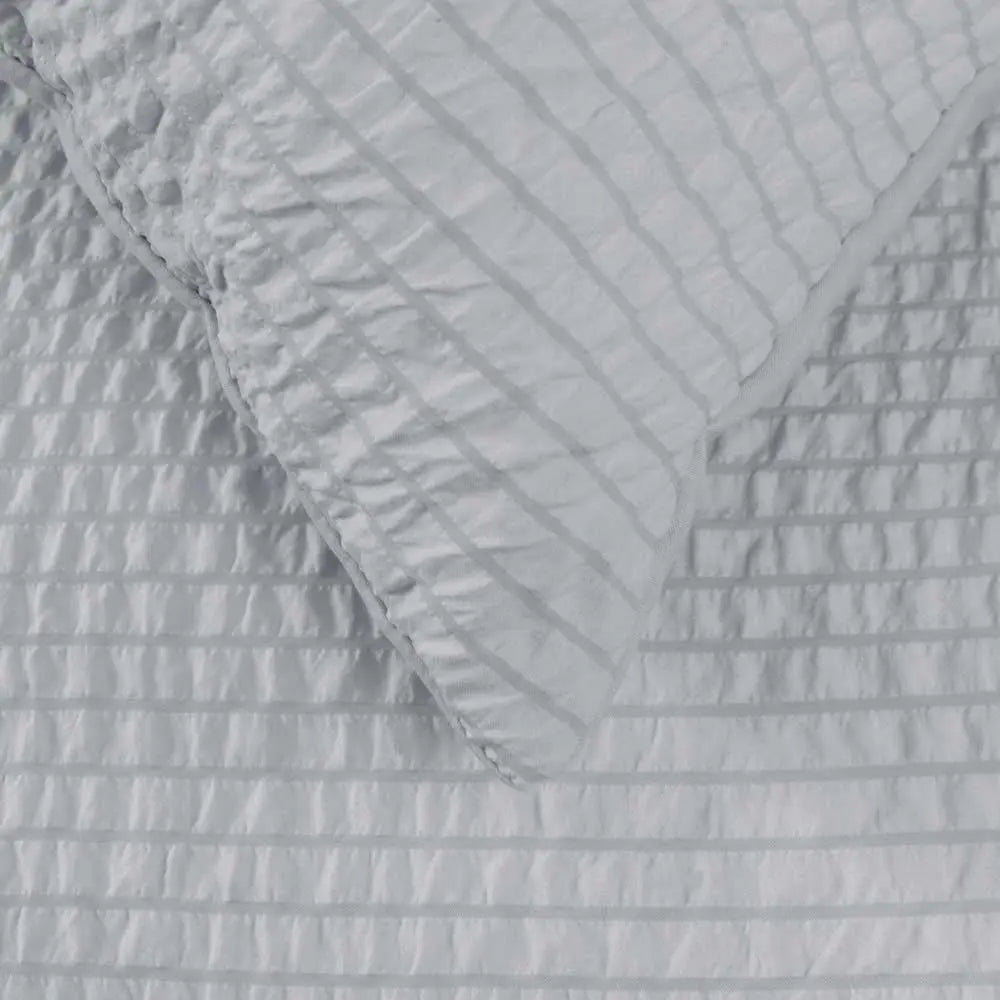 Ardor Ingrid Silver Seersucker Stripe Quilt Cover Set Double - Home & Garden > Bedding