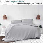 Ardor Ingrid Silver Seersucker Stripe Quilt Cover Set Queen - Home & Garden > Bedding