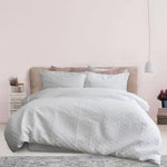Ardor Leonardo White Embossed Quilt Cover Set Double - Home & Garden > Curtains > Curtains & Drapes