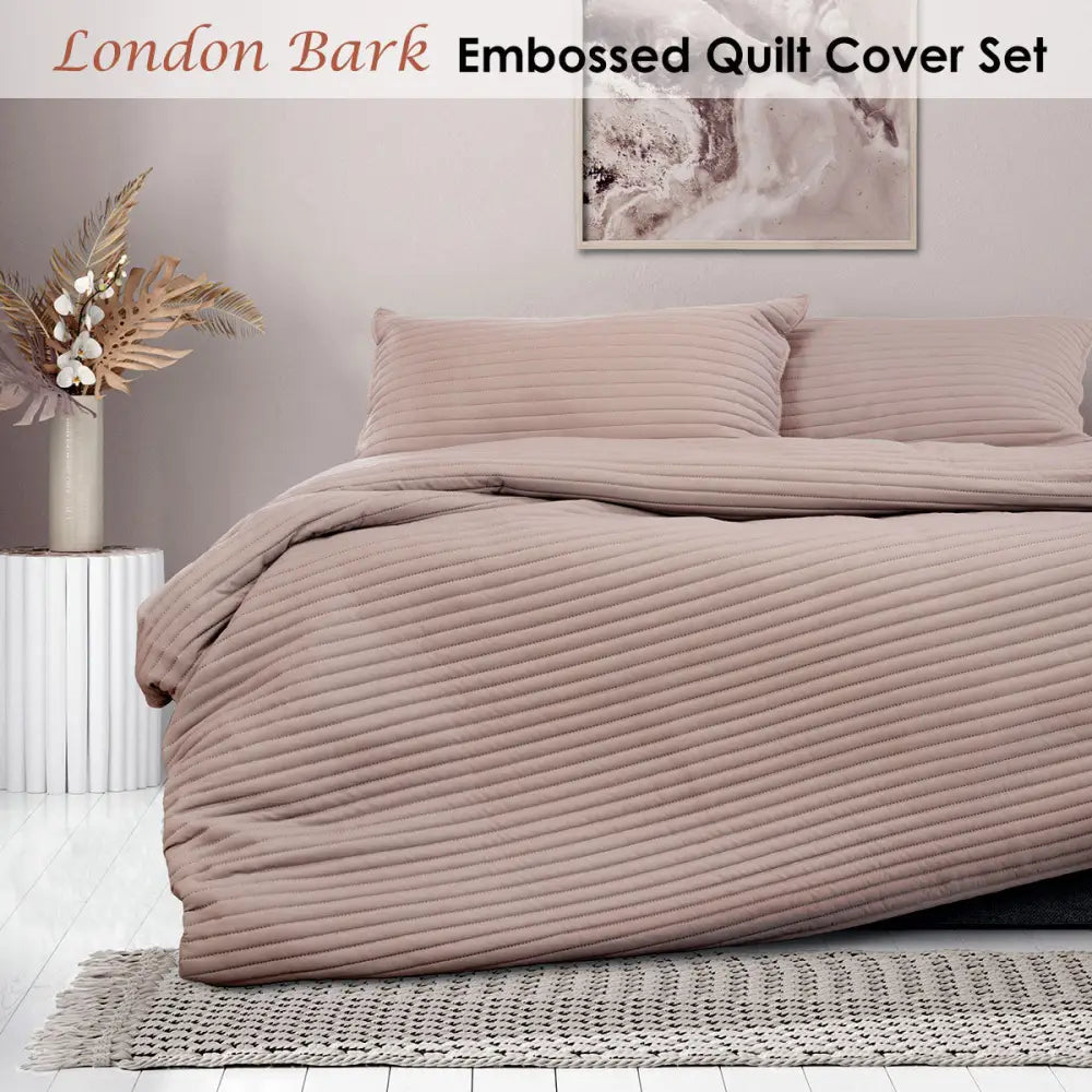 Ardor London Bark Embossed Quilt Cover Set King - Home & Garden > Bedding