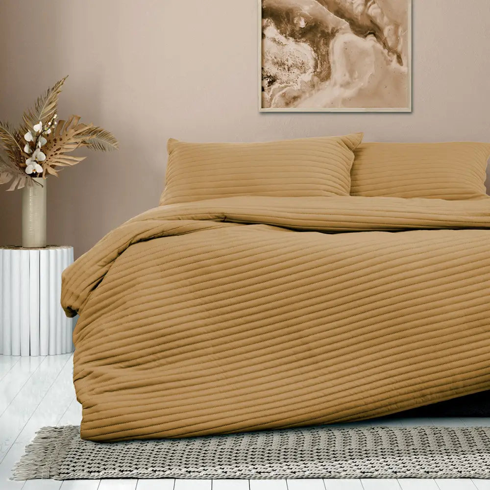 Ardor London Cinnamon Embossed Quilt Cover Set Queen - Home & Garden > Bedding