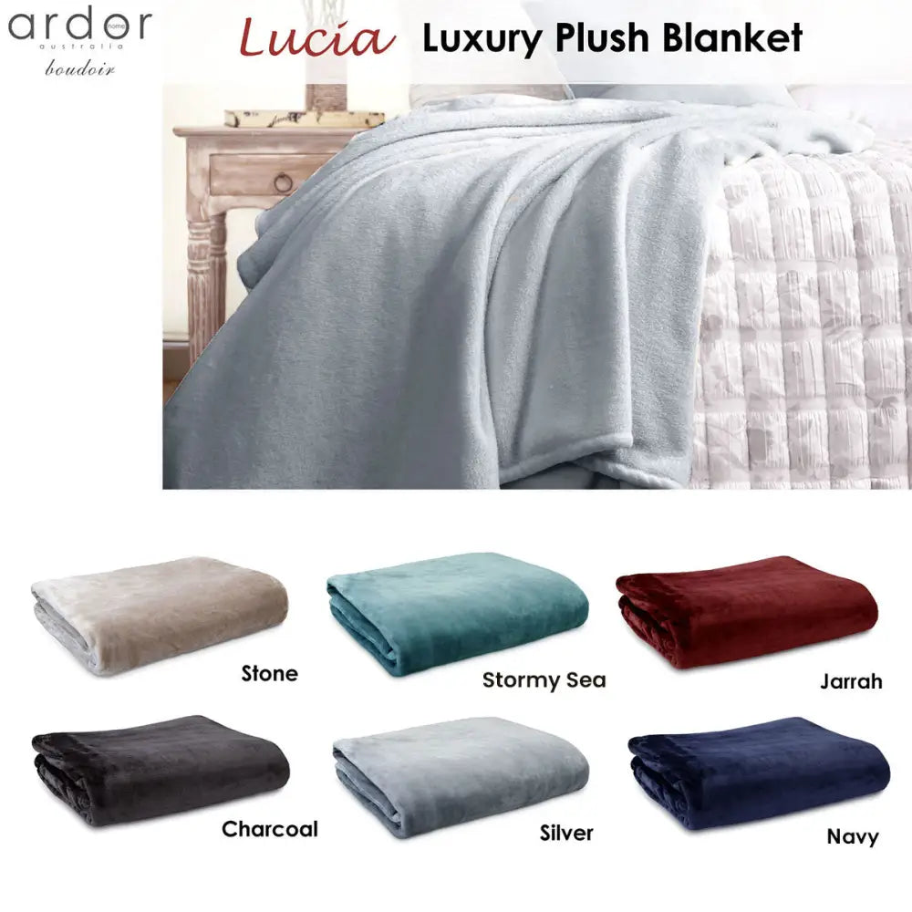 Ardor Lucia Luxury Push Blanket Navy Single - Home & Garden > Bedding