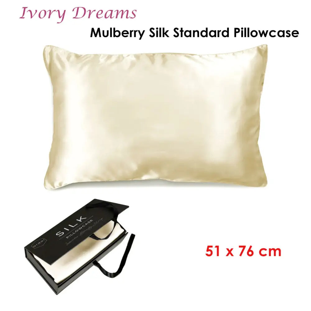 Ardor Mulberry Silk Standard Pillowcase Ivory Dreams - Home & Garden > Bedding