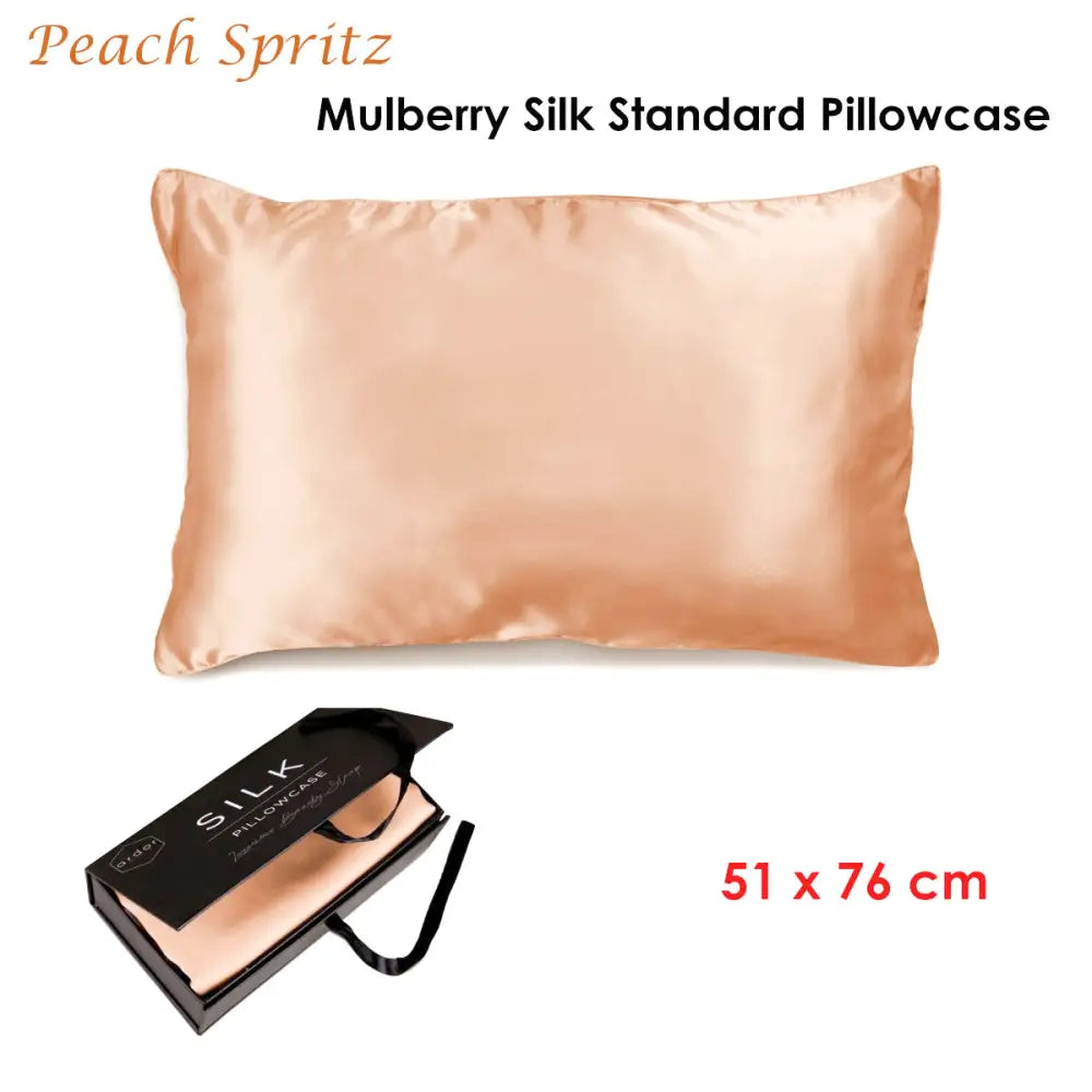 Ardor Mulberry Silk Standard Pillowcase Peach Spritz - Home & Garden > Bedding