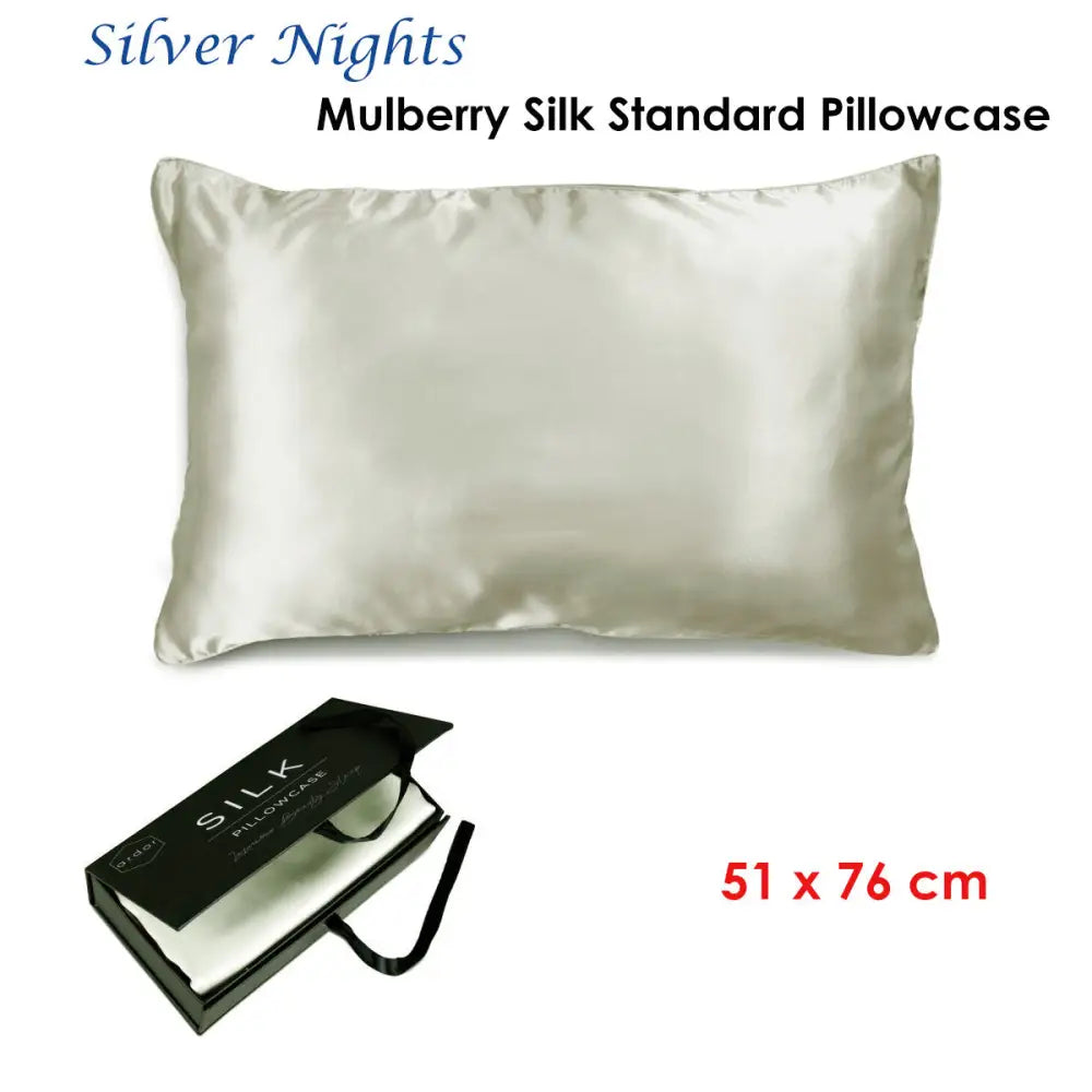 Ardor Mulberry Silk Standard Pillowcase Silver Nights - Home & Garden > Bedding