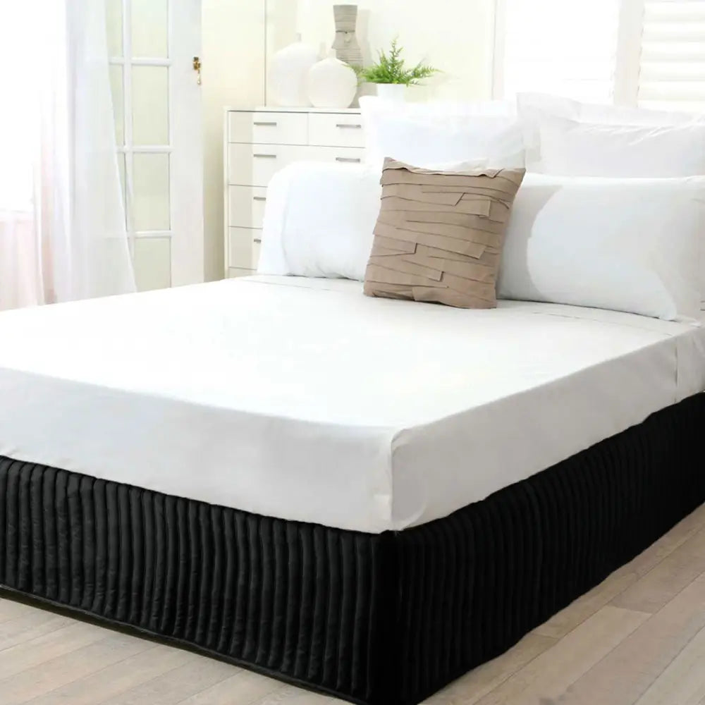 Ardor Quilted Valance Black KING SINGLE - Home & Garden > Bedding