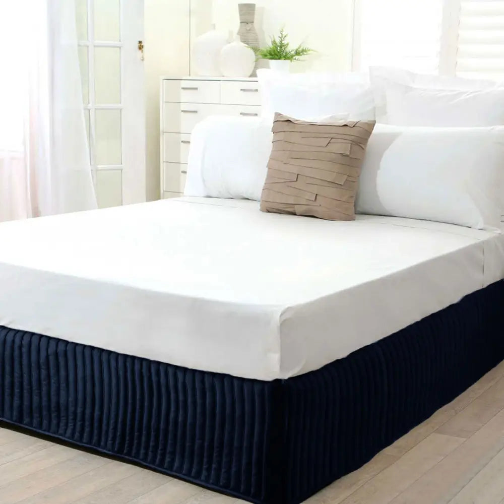 Ardor Quilted Valance Navy Double - Home & Garden > Bedding