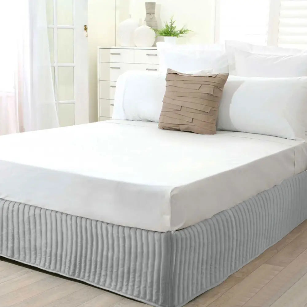 Ardor Quilted Valance Silver SINGLE - Home & Garden > Bedding