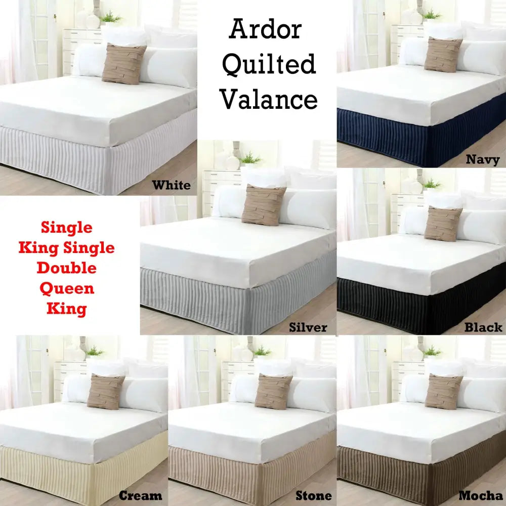 Ardor Quilted Valance Silver SINGLE - Home & Garden > Bedding