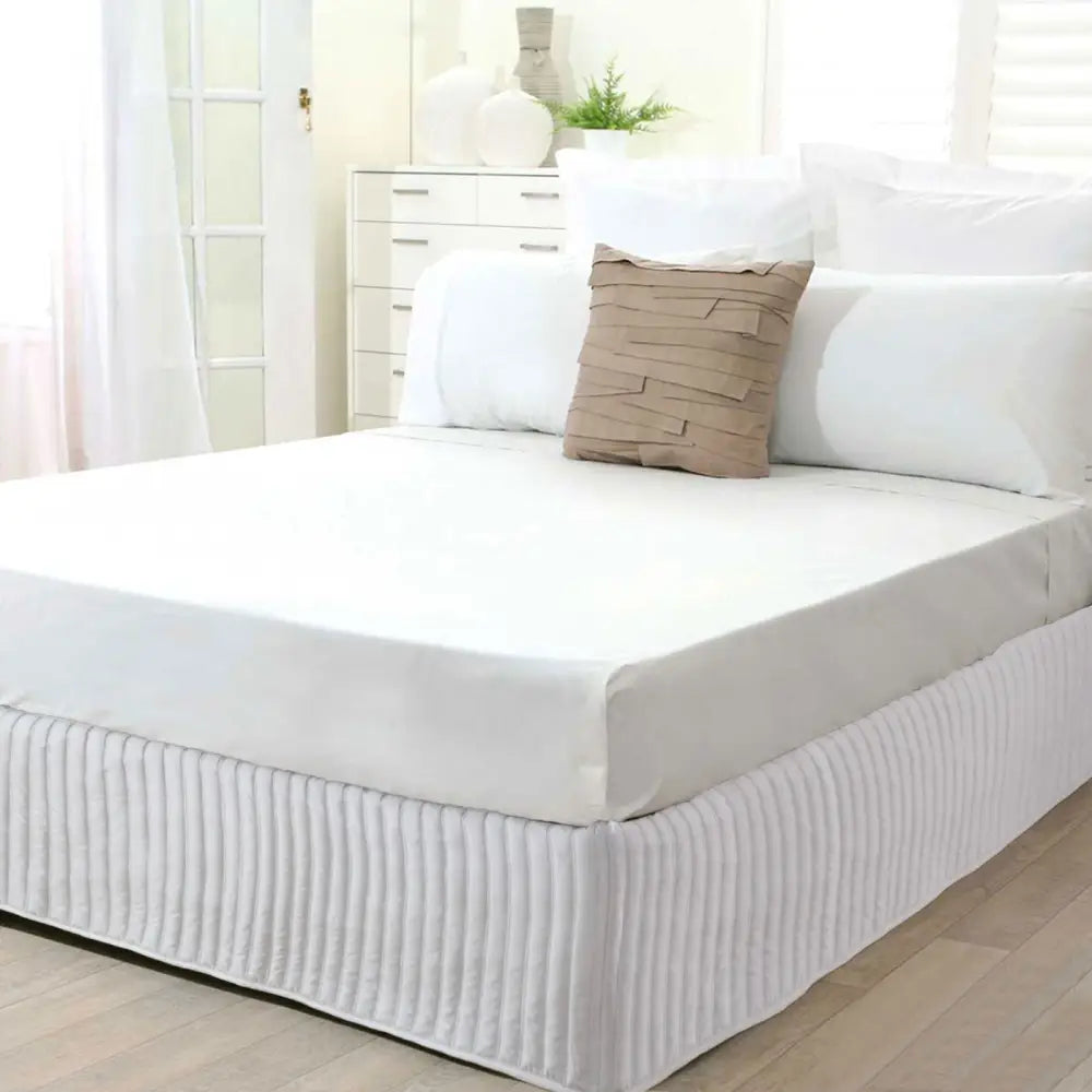 Ardor Quilted Valance White SINGLE - Home & Garden > Bedding