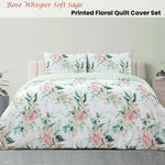 Ardor Rose Whisper Soft Sage Printed Floral Quilt Cover Set Queen - Home & Garden > Bedding