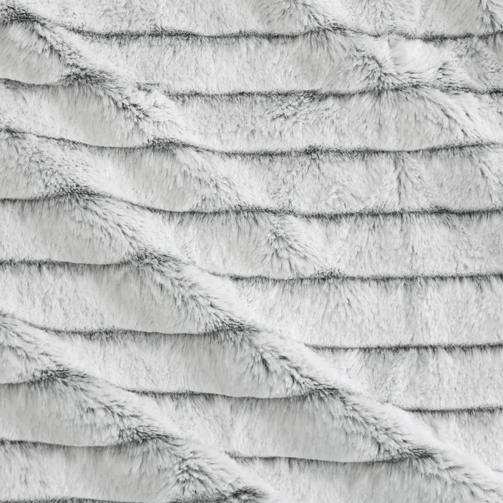Ardor Striped Faux Fur Grey Super Soft Quilt Cover Set King - Home & Garden > Bedding