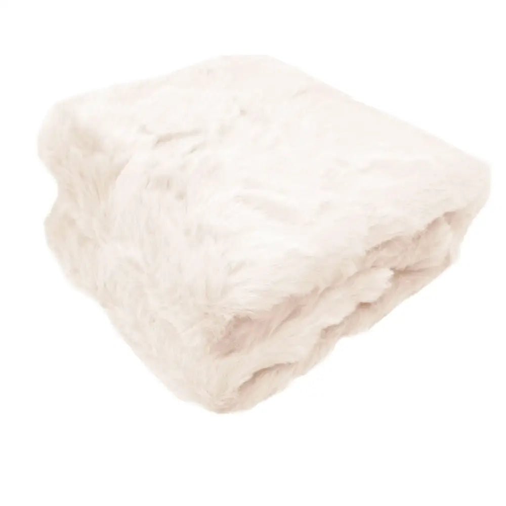 Ariana Long Fleece Faux Fur Throw Rug Light Peach - Home & Garden > Bedding