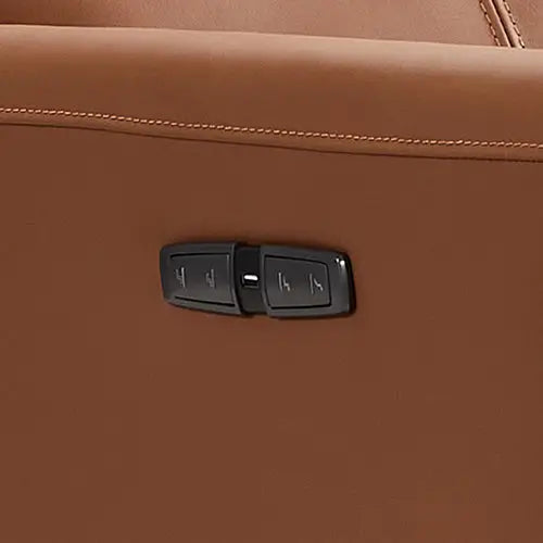 Arm Chair Power Recliner 360 Degree Swiveling Cow Leather USB Charger Metal Legs - Furniture > Bar Stools & Chairs >