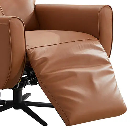 Arm Chair Power Recliner 360 Degree Swiveling Cow Leather USB Charger Metal Legs - Furniture > Bar Stools & Chairs >