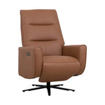 Arm Chair Power Recliner 360 Degree Swiveling Cow Leather USB Charger Metal Legs - Furniture > Bar Stools & Chairs >